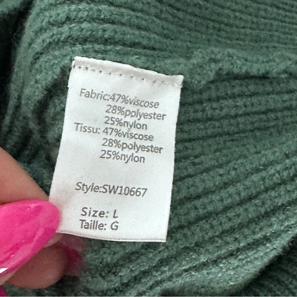 Elan Off-the-Shoulder Y2K Vintage Green Sweater L - Picture 7 of 7